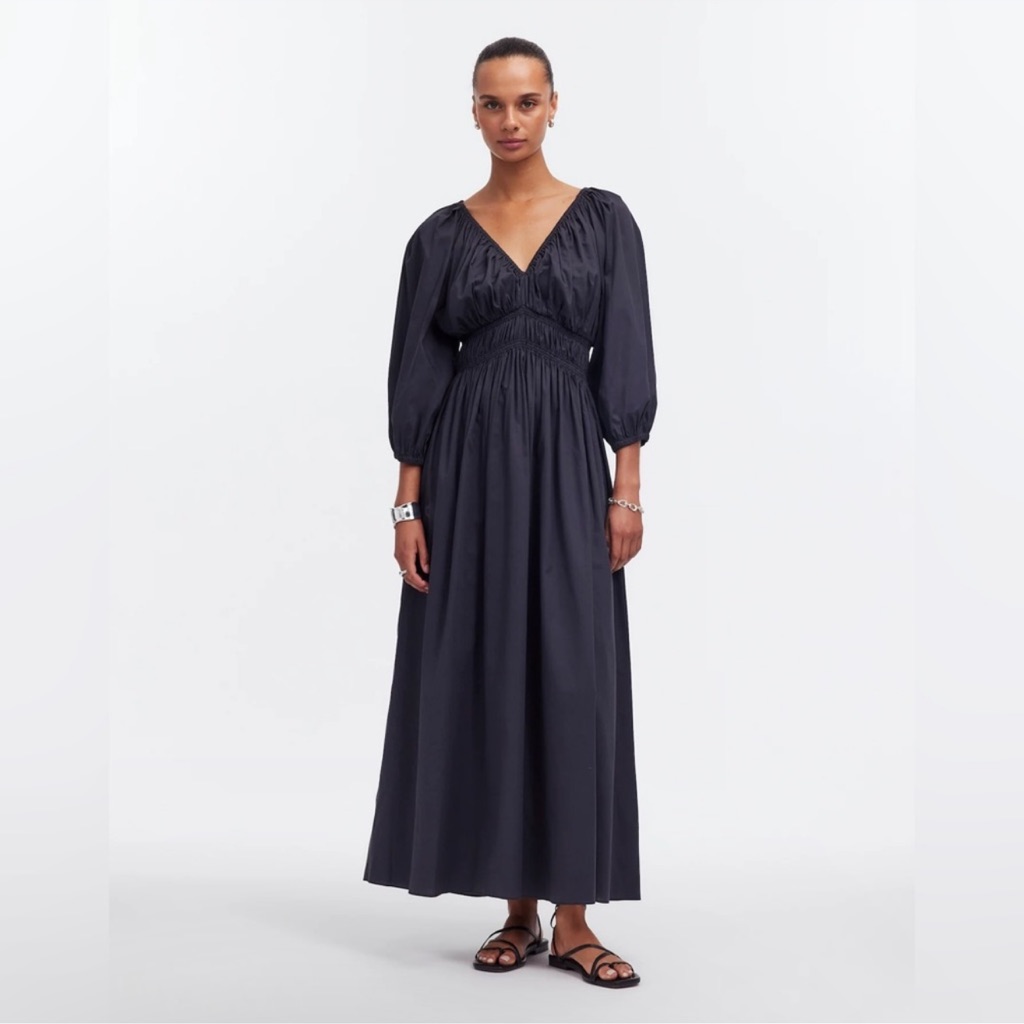 Madewell Black Maxi Dress With Puff Sleeves